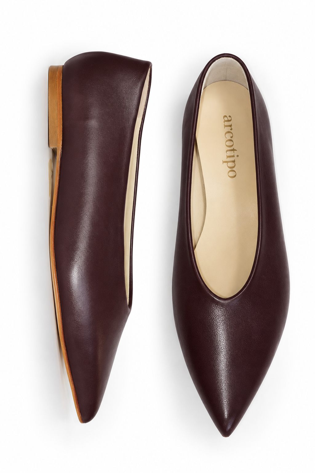 POINT-TOE BALLET FLATS BURGUNDY