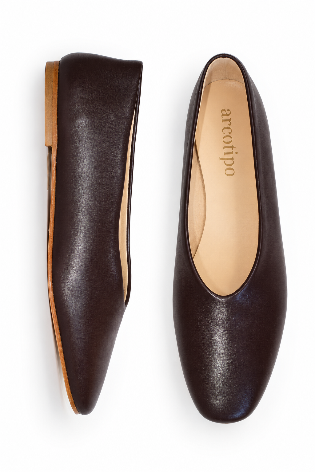 ROUND-TOE BALLET FLATS BURGUNDY