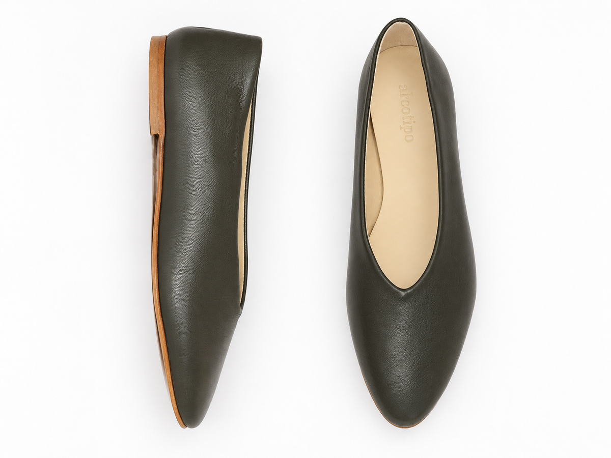 ROUND-TOE BALLET FLATS ARMY