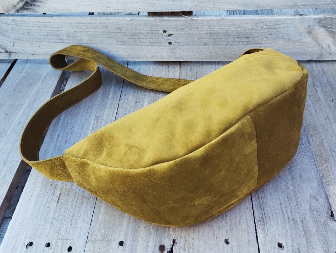 BOLSO PIEL ANTE COLOR VERDE DORADO