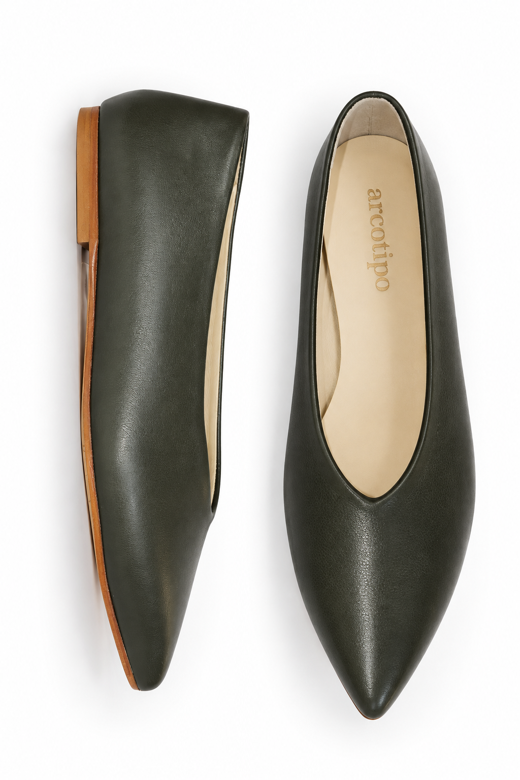 POINT-TOE BALLET FLATS ARMY