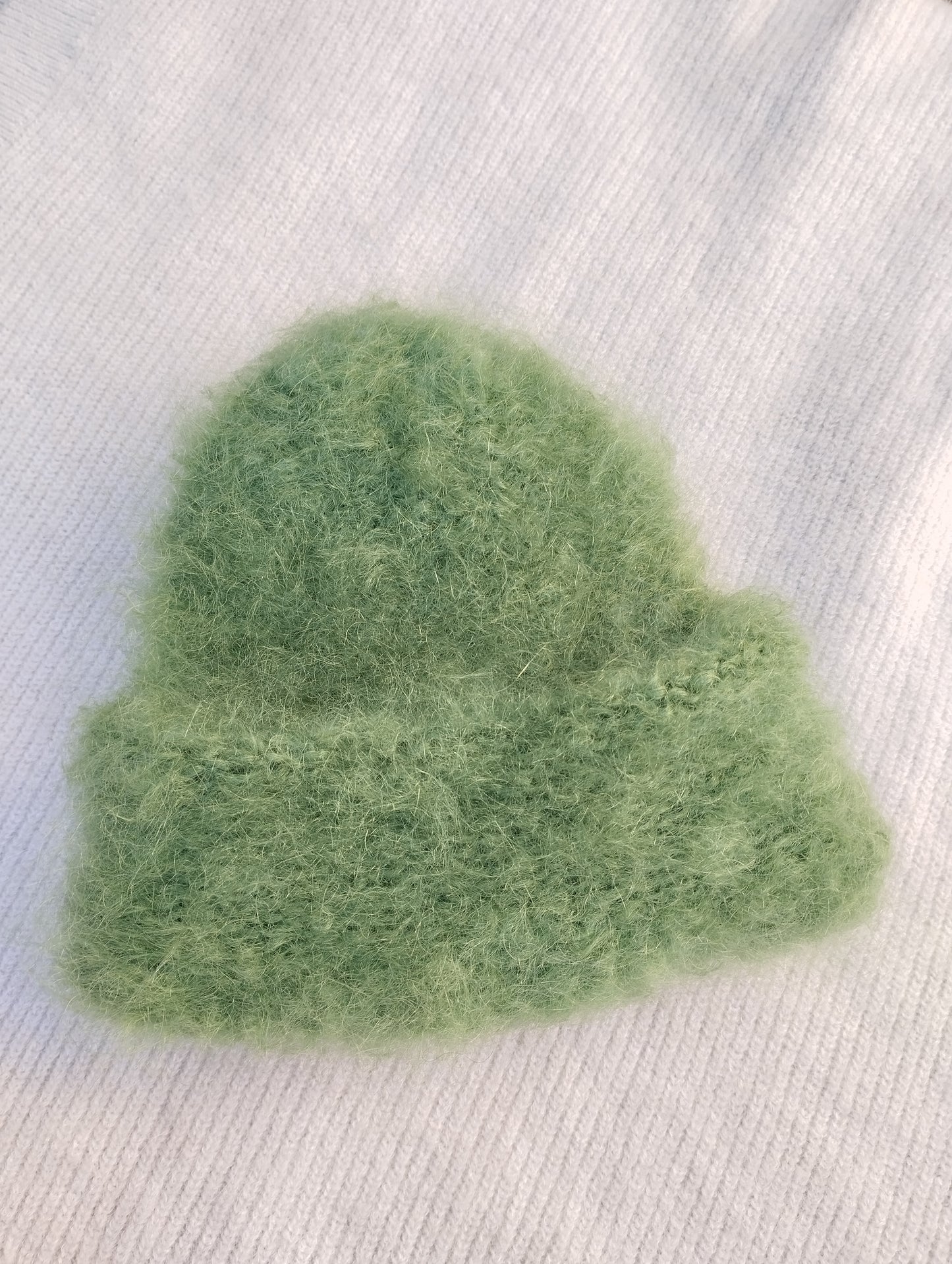 GORRO INVERNAL MOHAIR Y LANA COLOR VERDE