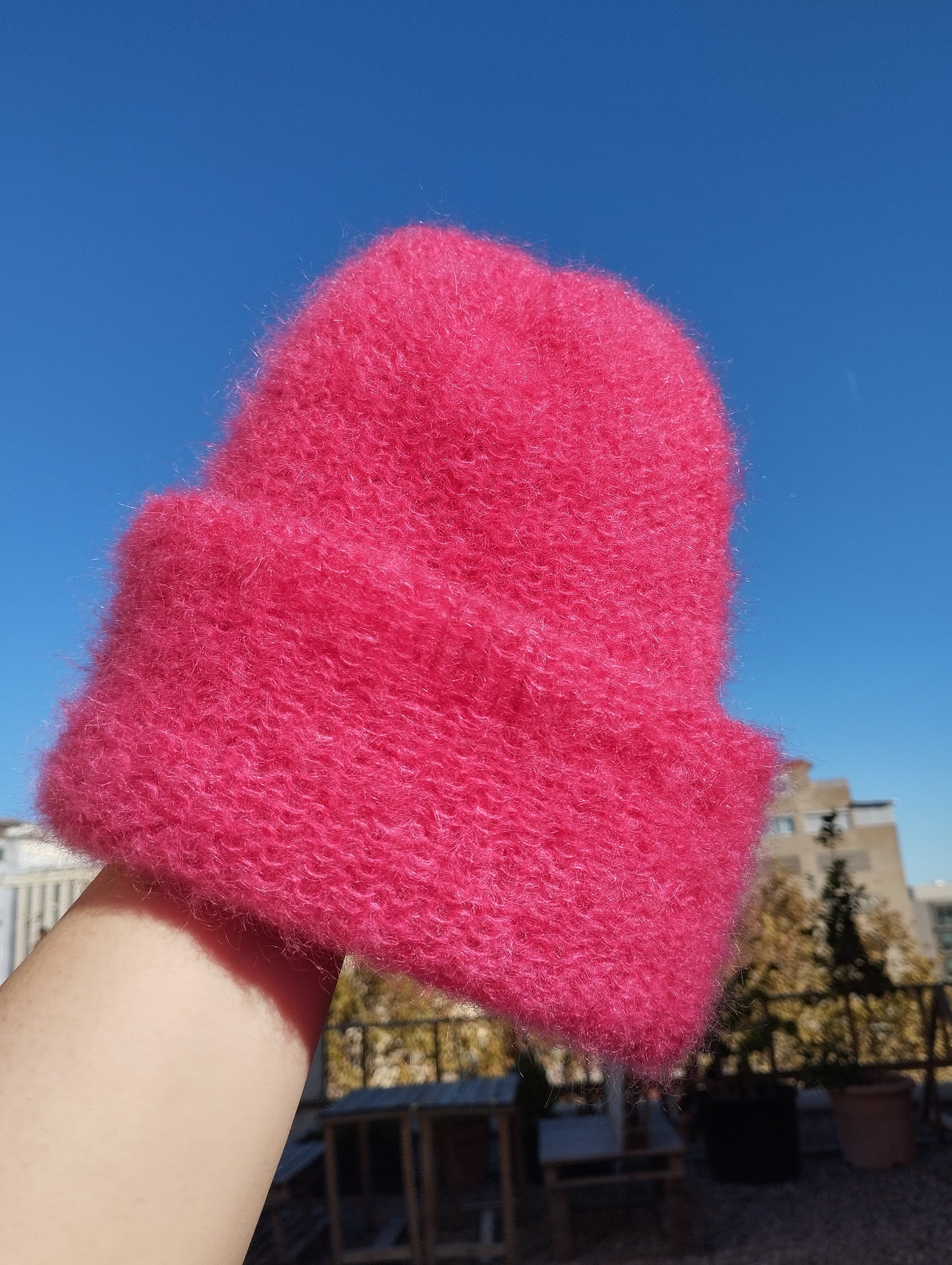 GORRO DE INVIERNO SUPERKID MOHAIR Y SEDA COLOR FUCSIA