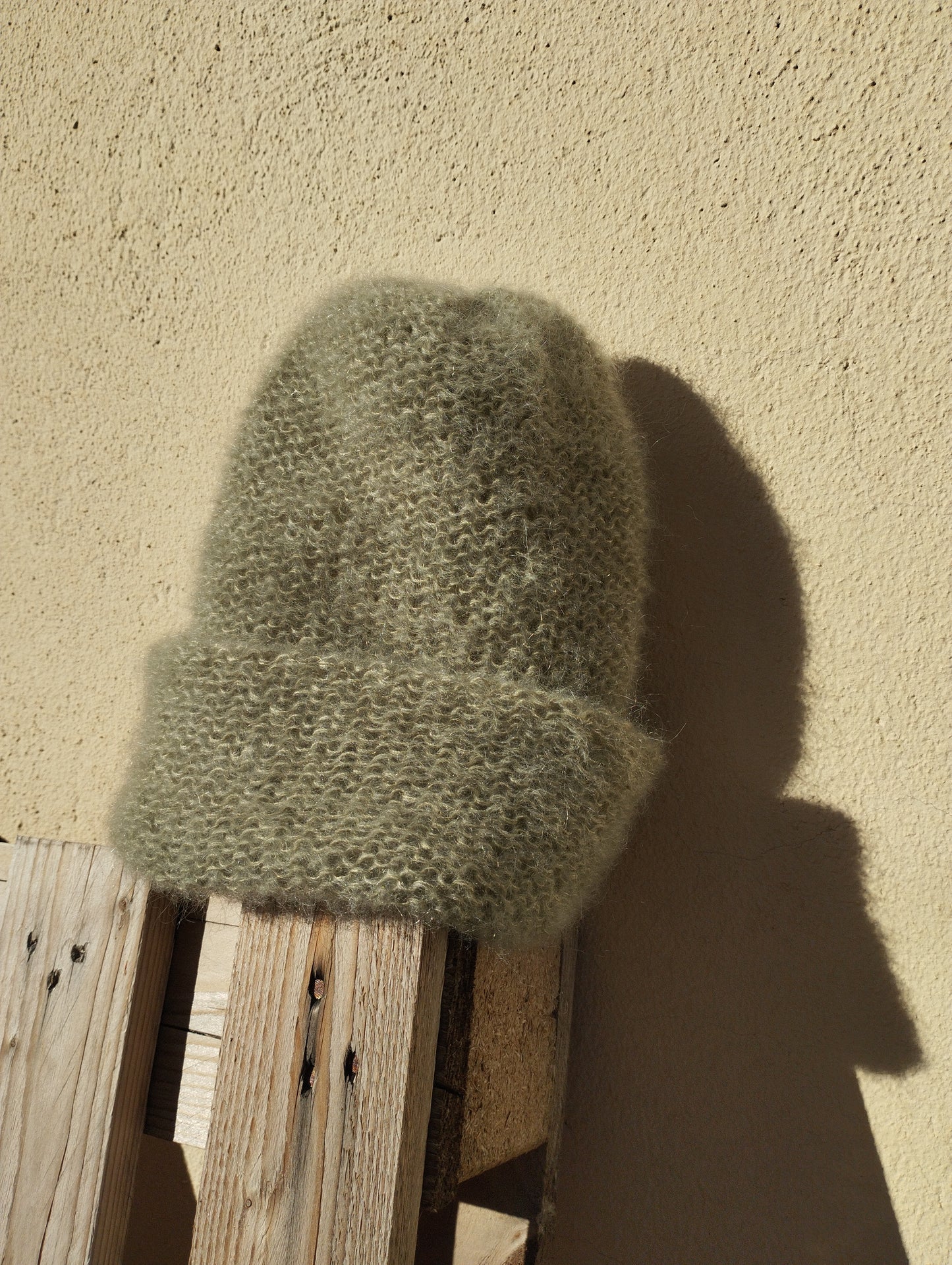 GORRO DE INVIERNO SUPERKID MOHAIR Y SEDA COLOR VERDE SALVIA