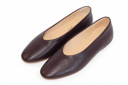 ROUND-TOE BALLET FLATS BURGUNDY