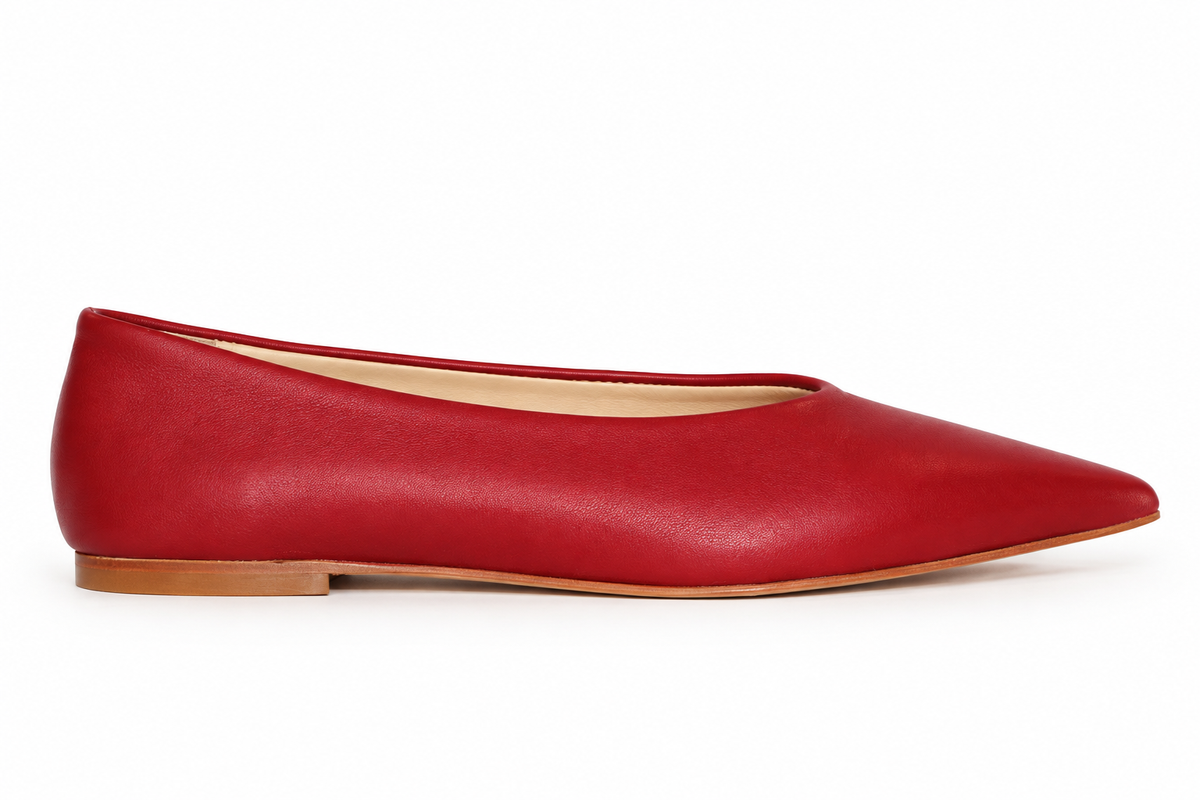POINT-TOE BALLET FLATS CHERRY RED