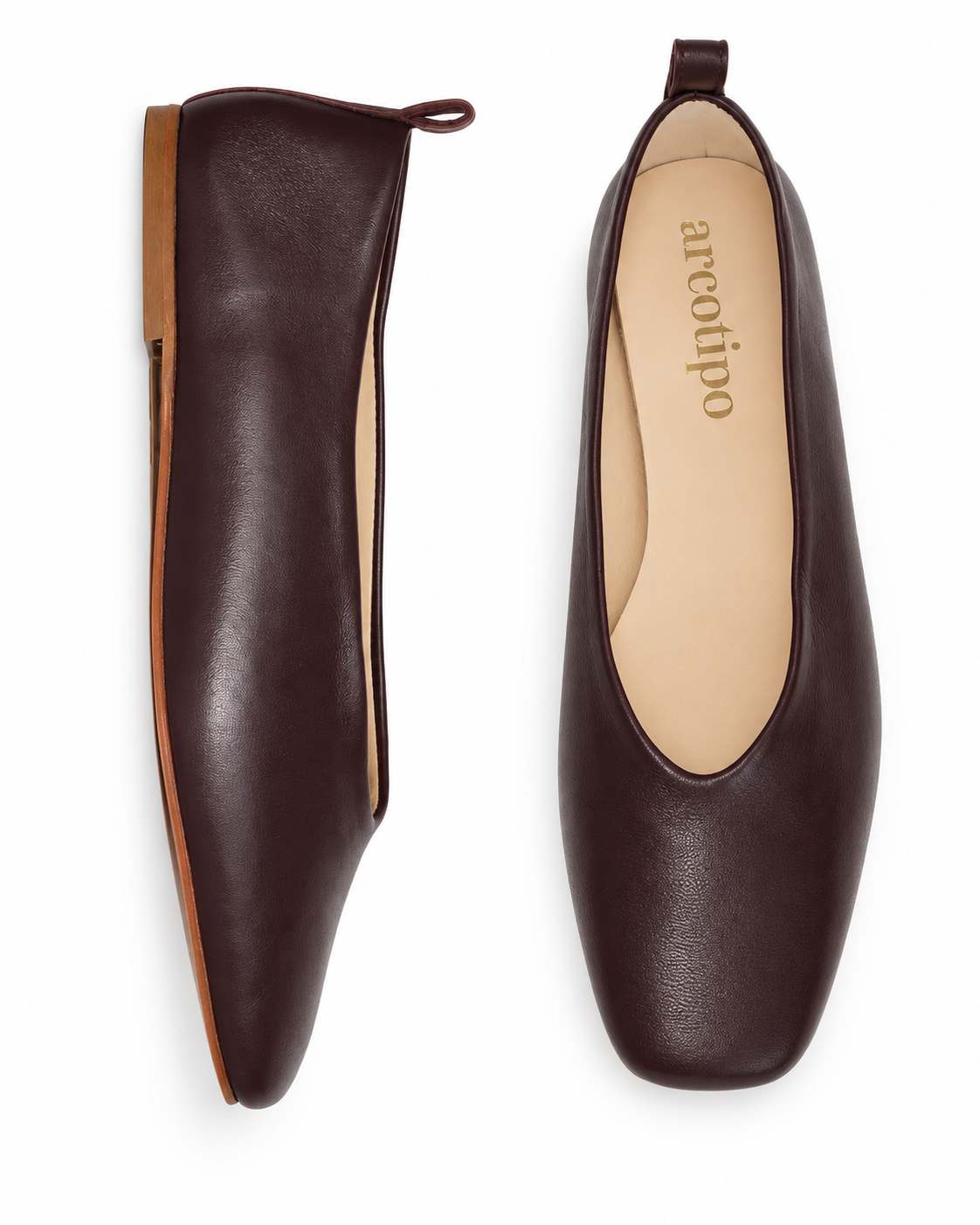 SQUARE-TOE BALLET FLATS BURGUNDY