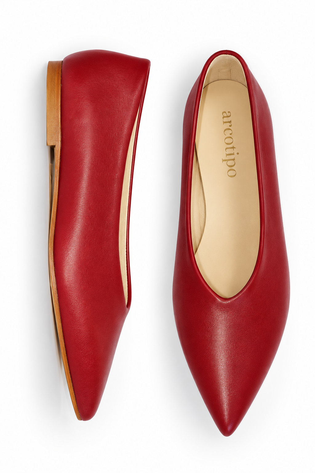 POINT-TOE BALLET FLATS CHERRY RED