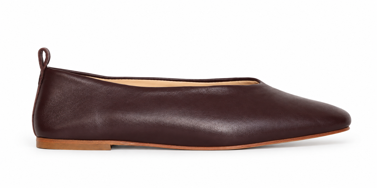 SQUARE-TOE BALLET FLATS BURGUNDY