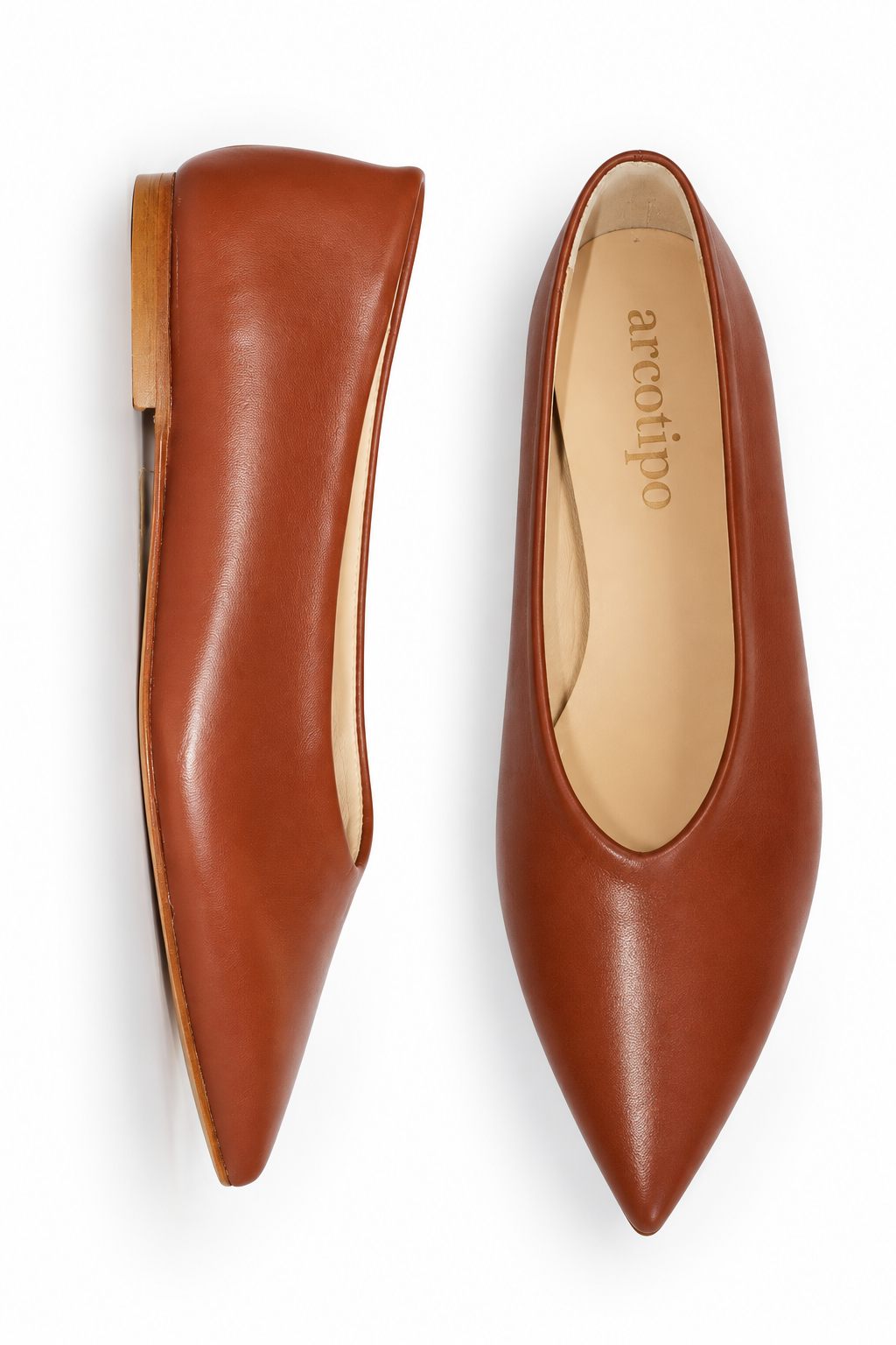 POINT-TOE BALLET FLATS CAMEL