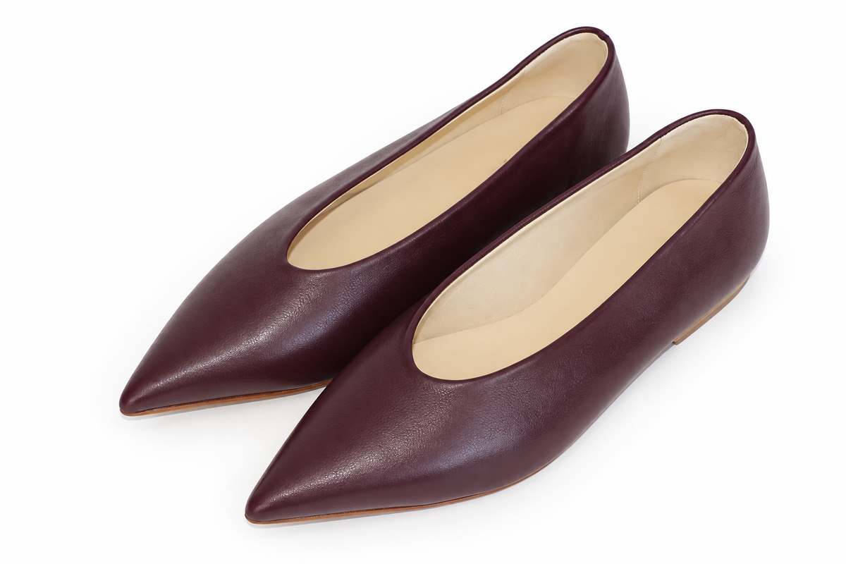 POINT-TOE BALLET FLATS BURGUNDY