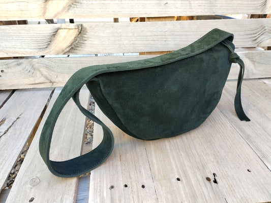 BOLSO DE PIEL ANTE COLOR VERDE OSCURO