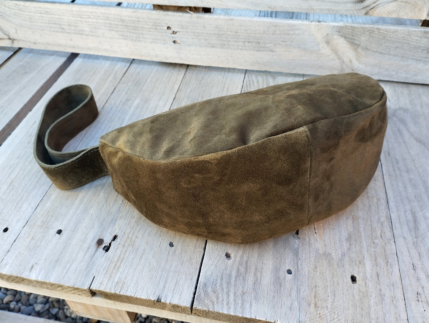 BOLSO DE PIEL ANTE COLOR KHAKY