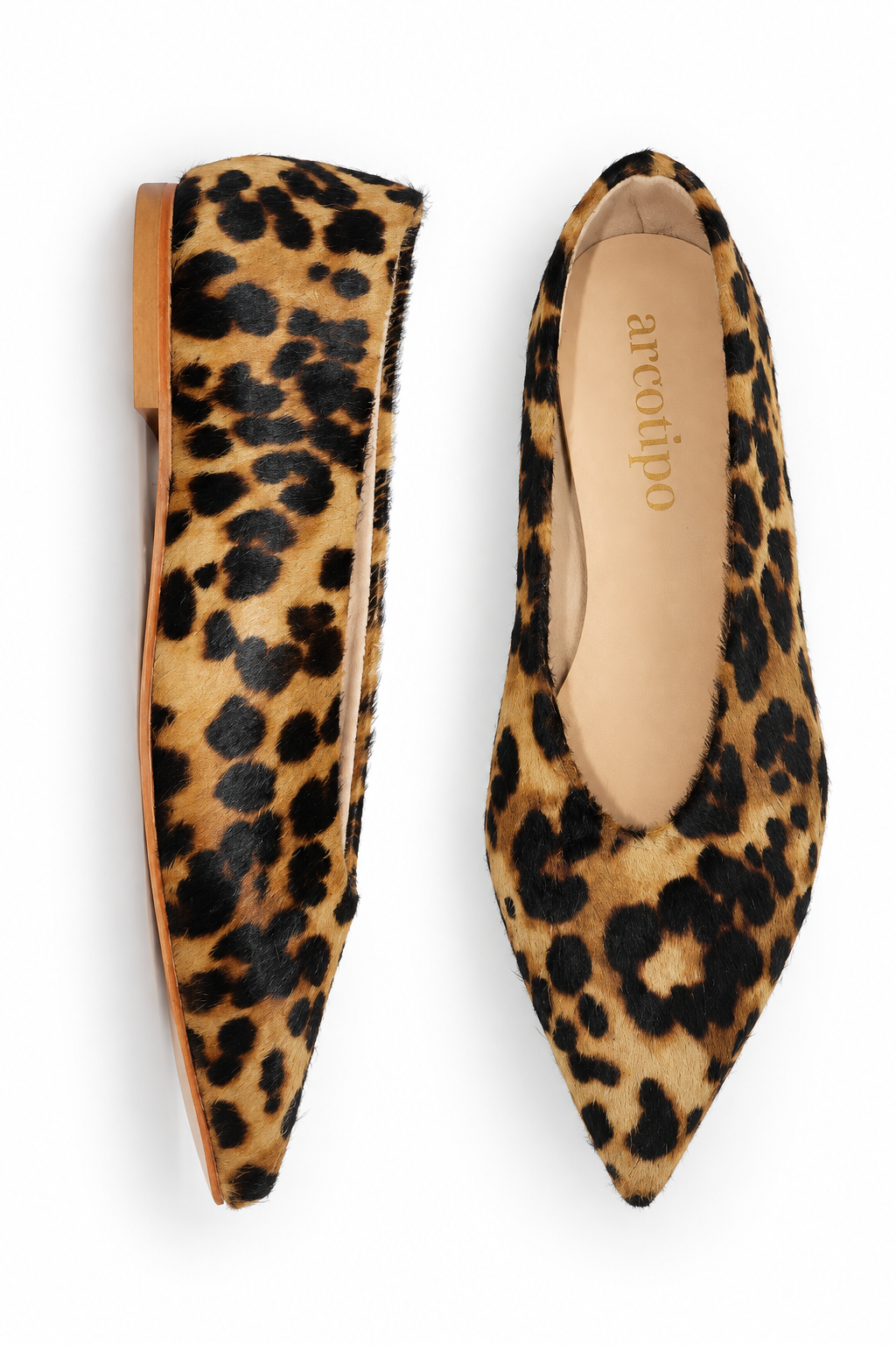POINT-TOE BALLET FLATS PONY HAIR LEOPARD PRINT