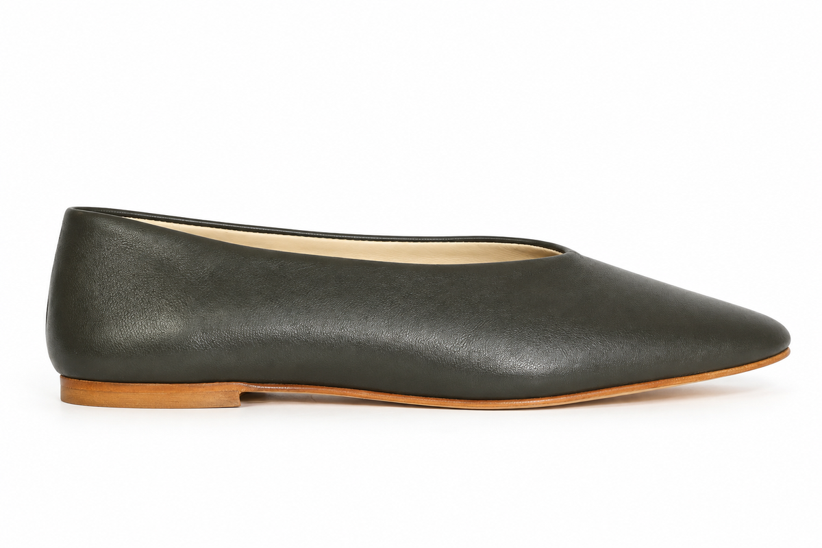 ROUND-TOE BALLET FLATS ARMY