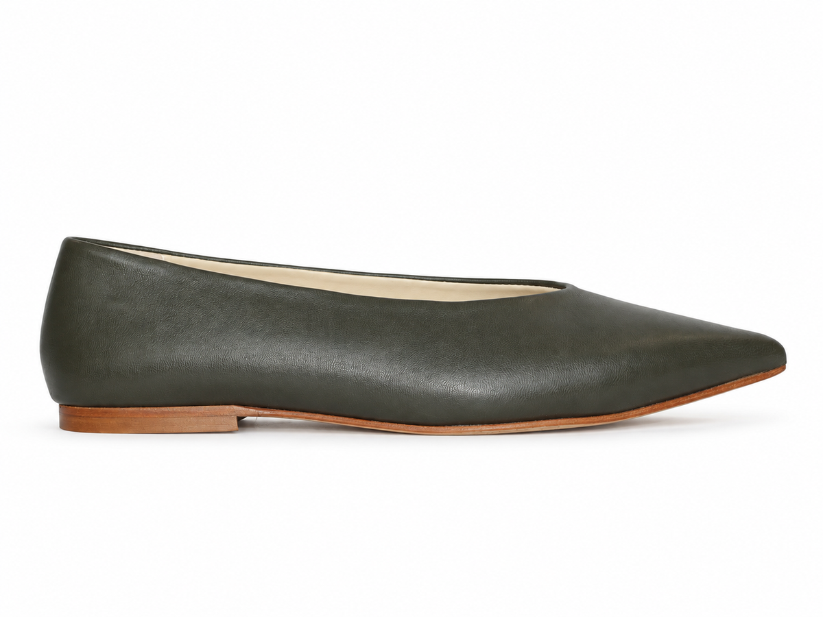 POINT-TOE BALLET FLATS ARMY