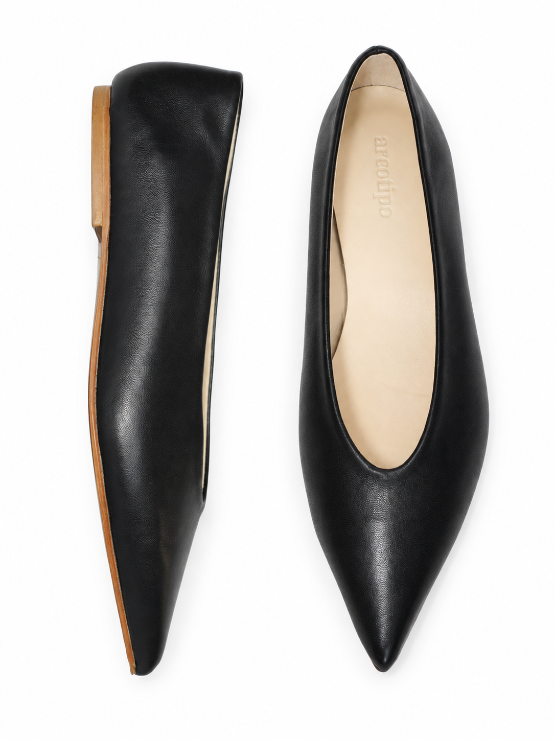 POINT-TOE BALLET FLATS BLACK