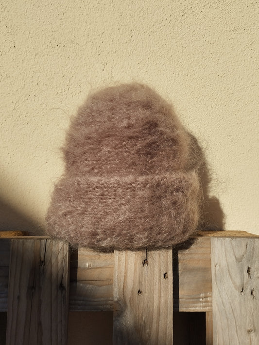 GORRO INVERNAL MOHAIR Y LANA COLOR MOCHA