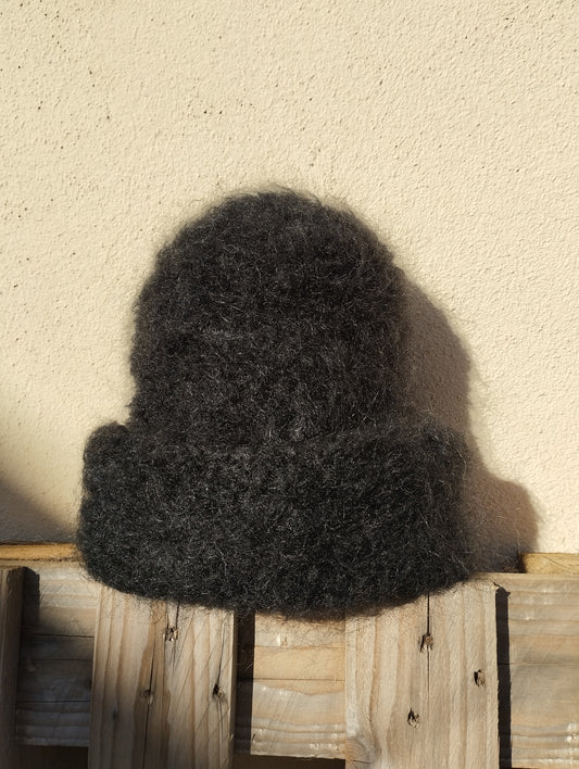 GORRO INVERNAL MOHAIR Y LANA COLOR NEGRO