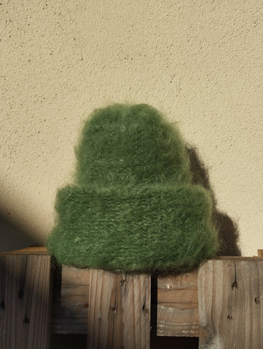 GORRO INVERNAL MOHAIR Y LANA  COLOR VERDE