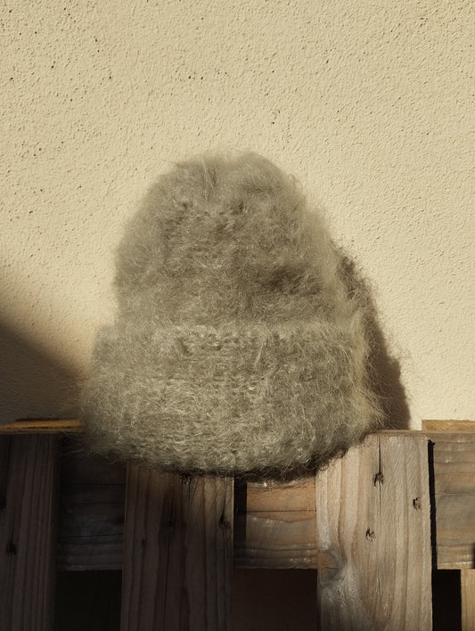 GORRO INVERNAL MOHAIR Y LANA COLOR VERDE SALVIA