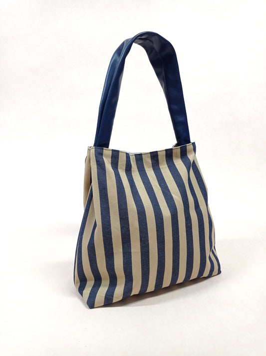 BOLSO ELBA AZUL MARINO Y BEIGE