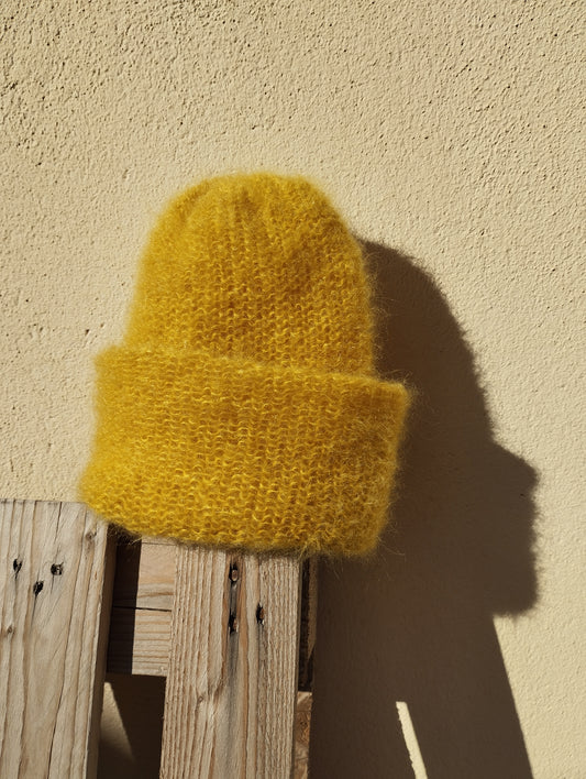 GORRO DE INVIERNO SUPERKID MOHAIR Y SEDA COLOR AMARILLO