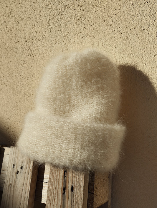 GORRO DE INVIERNO SUPERKID MOHAIR Y SEDA COLOR CREMA