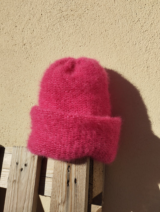 GORRO DE INVIERNO SUPERKID MOHAIR Y SEDA COLOR FUCSIA