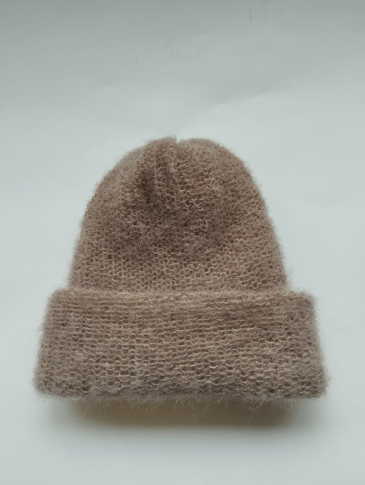 GORRO DE INVIERNO SUPERKID MOHAIR Y SEDA COLOR TAUPE