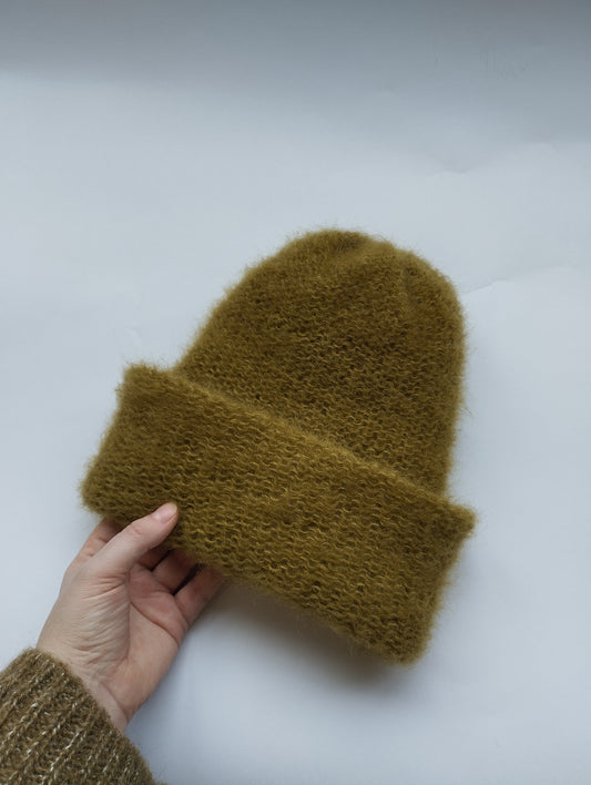 GORRO DE INVIERNO SUPERKID MOHAIR Y SEDA COLOR VERDE KHAKI